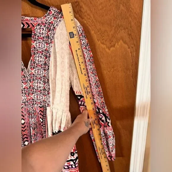 Sold Free People Urban Outfitters Boho Teagan Border Print dress size 12 - Picture 4 of 13